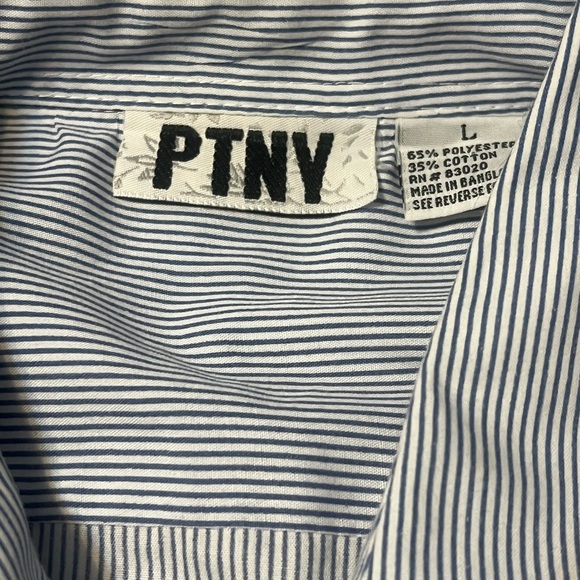 VTG PTNY Women’s size Large Button Down Long Sleeve Blue & White Striped Stars - Picture 11 of 11